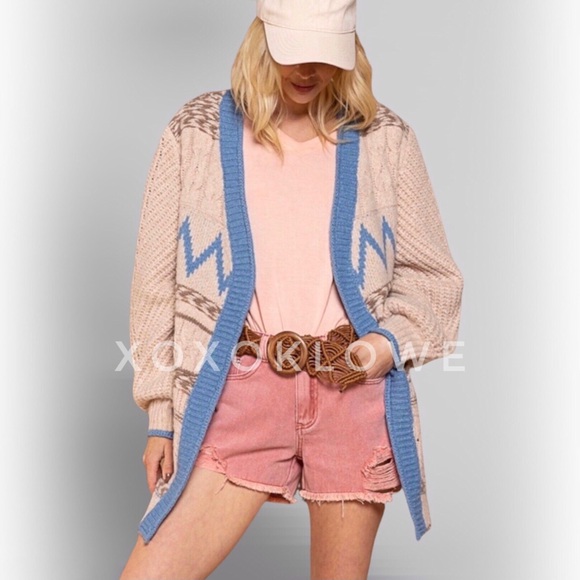 POL Aztec Knit Cardigan Open Front Relaxed Fit - Picture 8 of 11